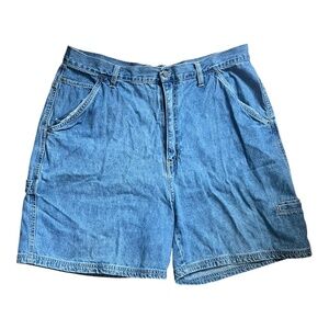 Vintage Denim Jean Carpenter Shorts Size 16W 100% Cotton High Rise